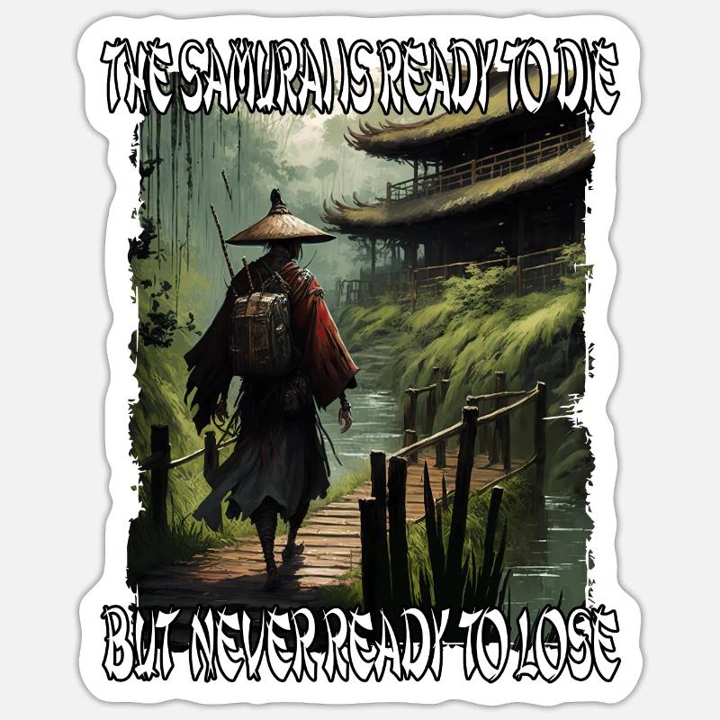 SAMURAI SPRUCH eIN SAMURAI IST BEREIT ZU STERBEN Sticker Größe S (10 x 10 cm)