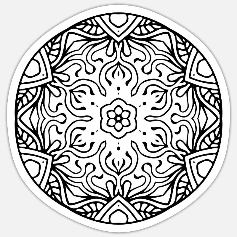 Fleurs Mandala - Sticker taille S (10 x 10 cm) - blanc mat