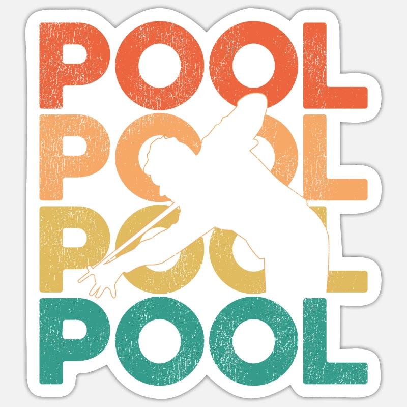 Billiards Pool Player Ball Retro - Sticker Größe S (10 x 10 cm) - Mattweiß