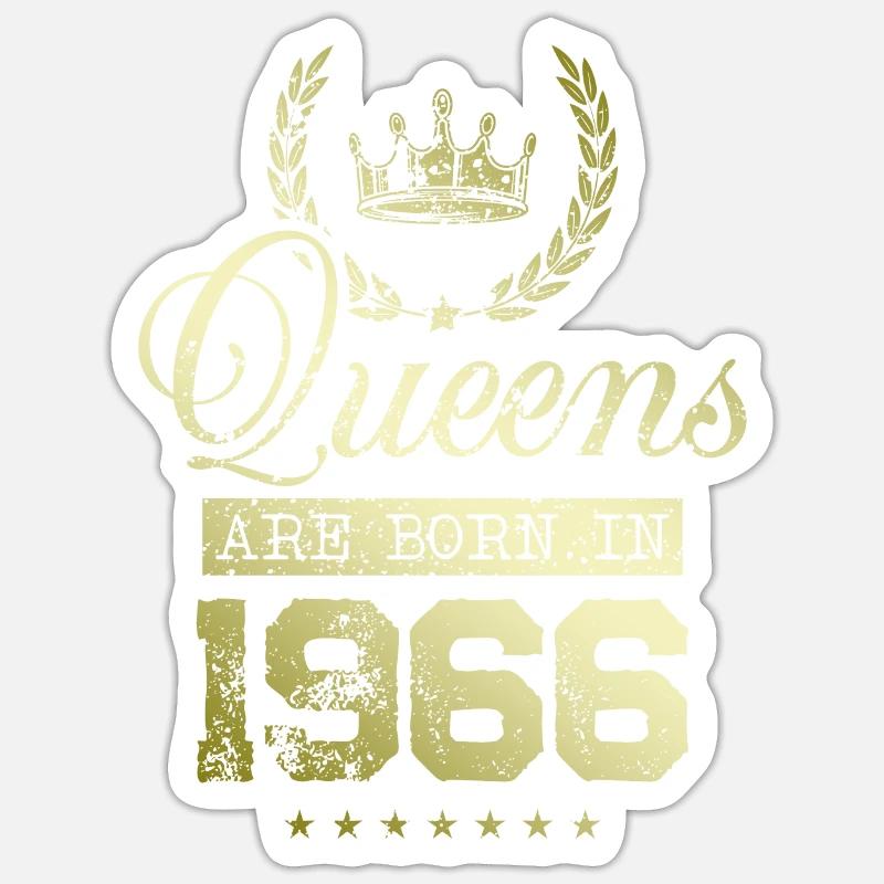 Queens née en 1966 - Sticker taille S (10 x 10 cm) - blanc mat