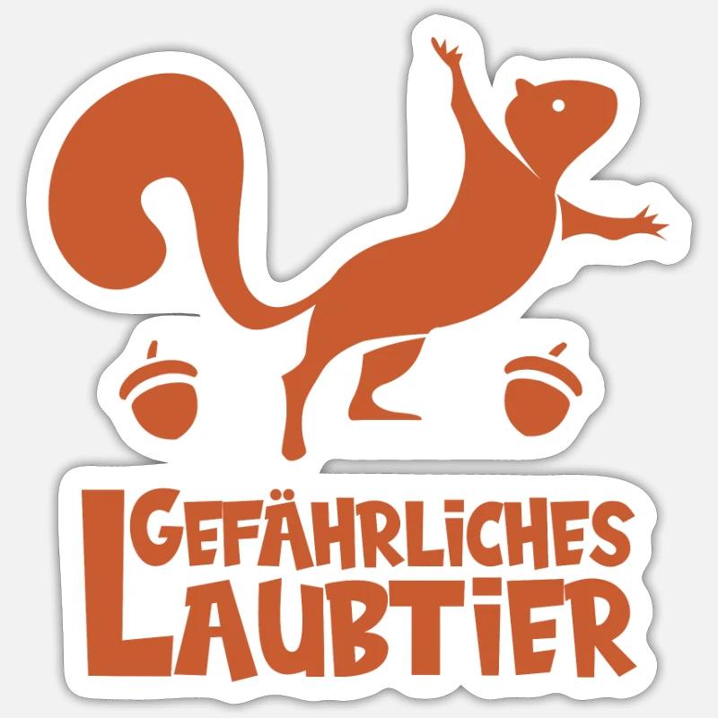 Gefährliches Laubtier Eichhörnchen - Sticker Größe S (10 x 10 cm) - Mattweiß