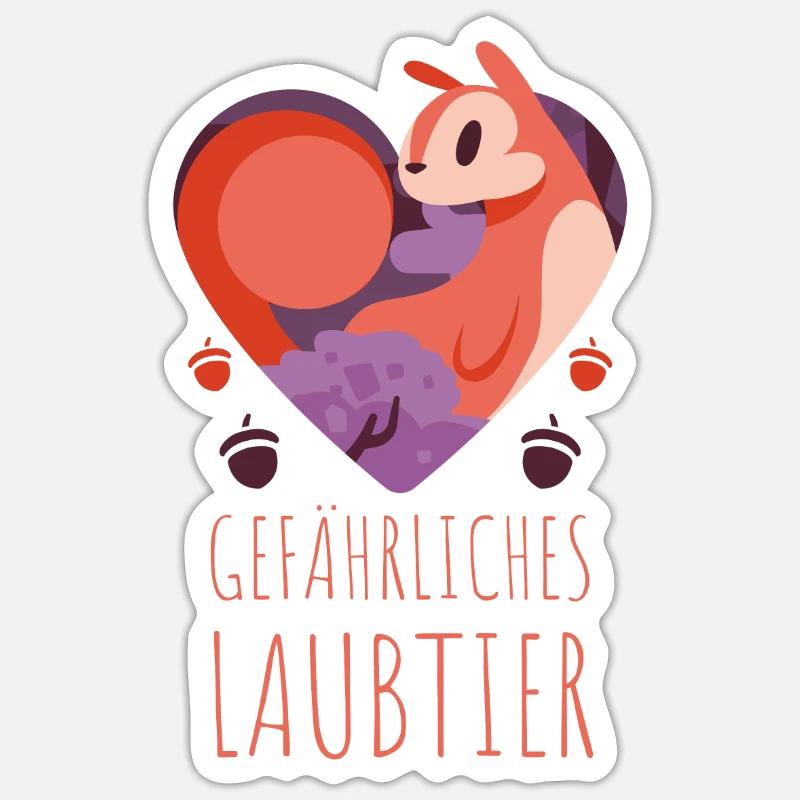 Gefährliches Laubtier Eichhörnchen - Sticker Größe S (10 x 10 cm) - Mattweiß