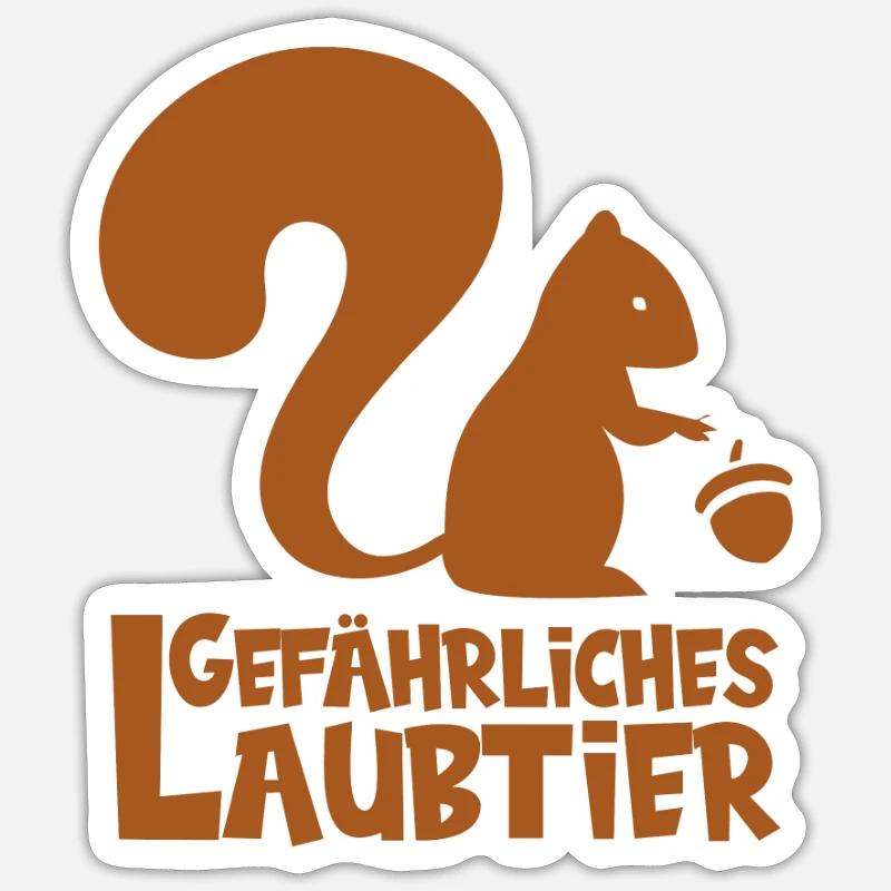 Gefährliches Laubtier Eichhörnchen - Sticker Größe S (10 x 10 cm) - Mattweiß