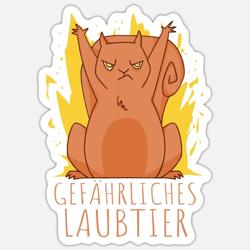 Gefährliches Laubtier Eichhörnchen - Sticker Größe S (10 x 10 cm) - Mattweiß