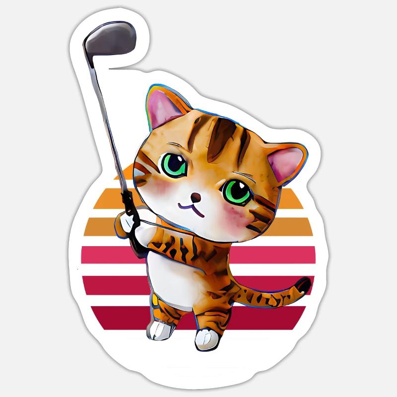 Chat de golf - Sticker taille S (10 x 10 cm) - blanc mat