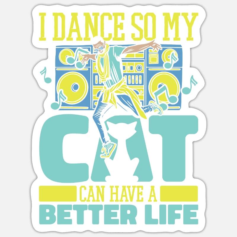 Danseur Chat Danseur - Sticker taille S (10 x 10 cm) - blanc mat