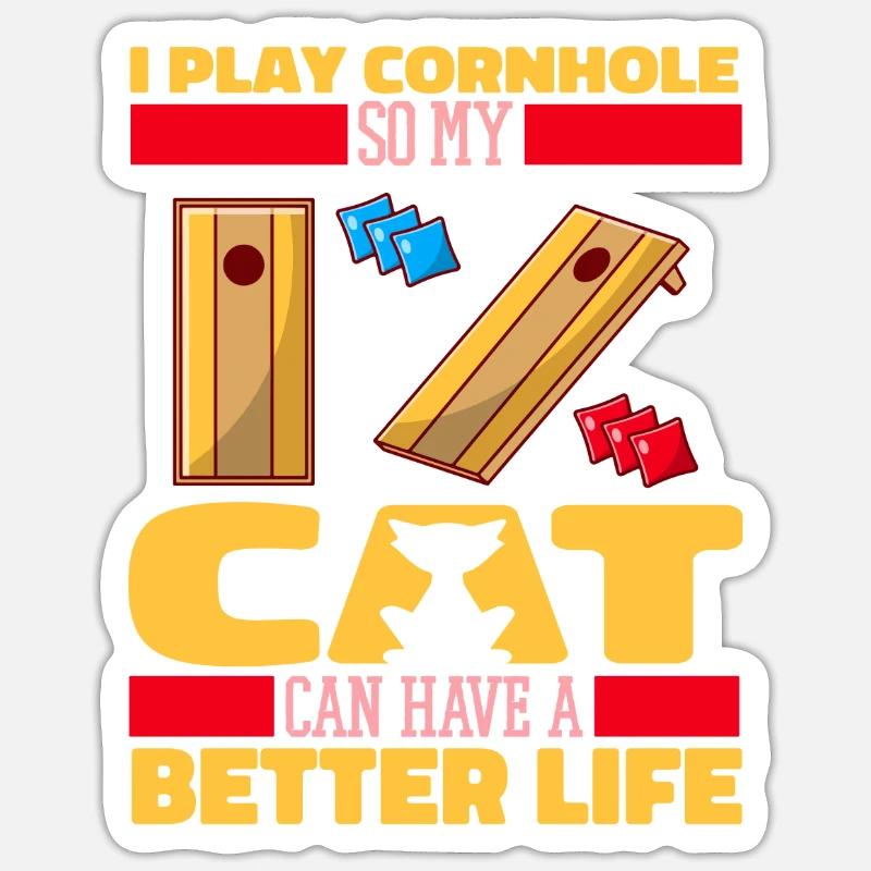Cornhole Blind Hole Game Cat Sticker taille S (10 x 10 cm)