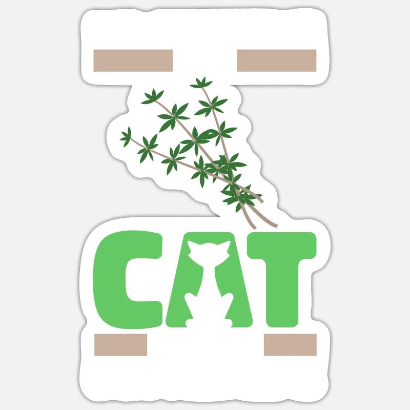 Thym Herb Cat - Sticker taille S (10 x 10 cm) - blanc mat