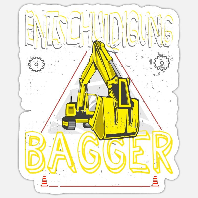 Bagger Baustelle Geburtstag Junge Geschenkidee Sticker Größe S (10 x 10 cm)