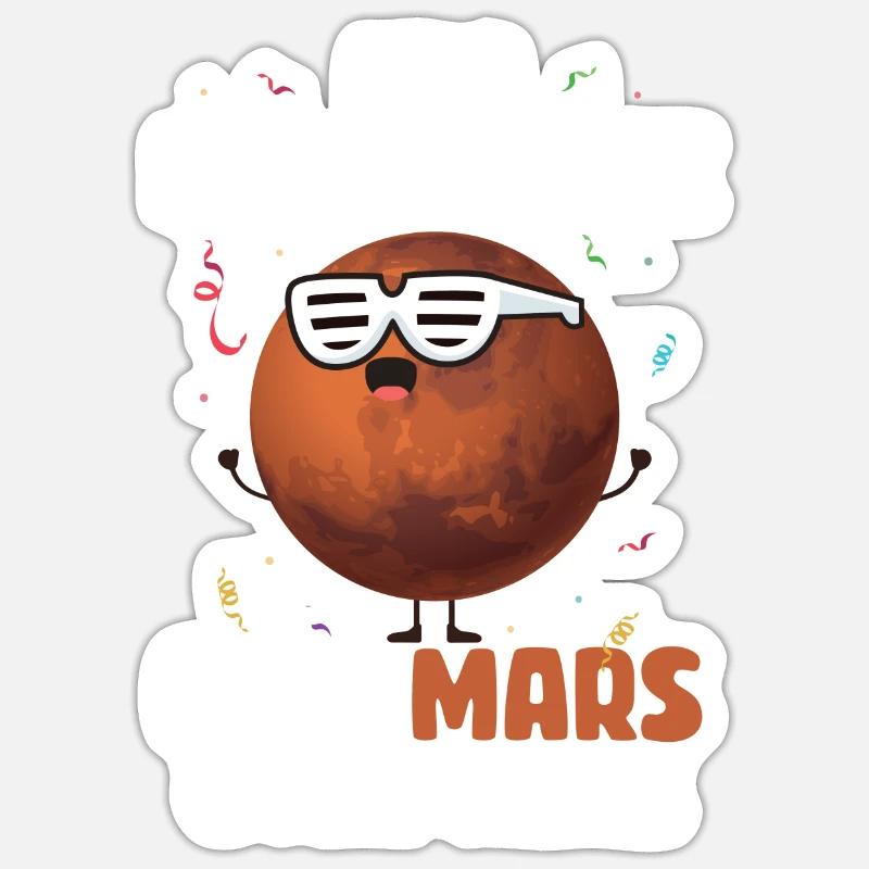 Mars - Sticker taille S (10 x 10 cm) - blanc mat