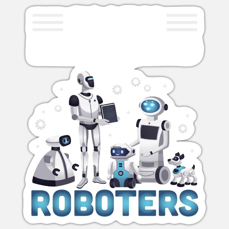 Robot - Sticker taille S (10 x 10 cm) - blanc mat