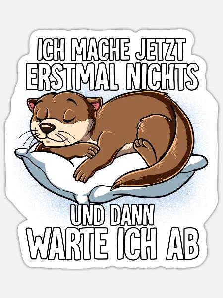Langschläfer Otter Müde Schlaf - Sticker Größe S (10 x 10 cm) - Mattweiß