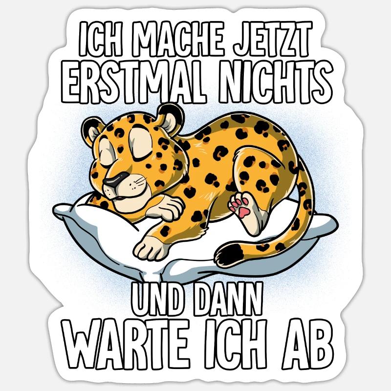 Langschläfer Leopard Müde Schlaf - Sticker Größe S (10 x 10 cm) - Mattweiß