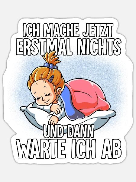 Langschläfer Mädchen Müde Schlaf - Sticker Größe S (10 x 10 cm) - Mattweiß