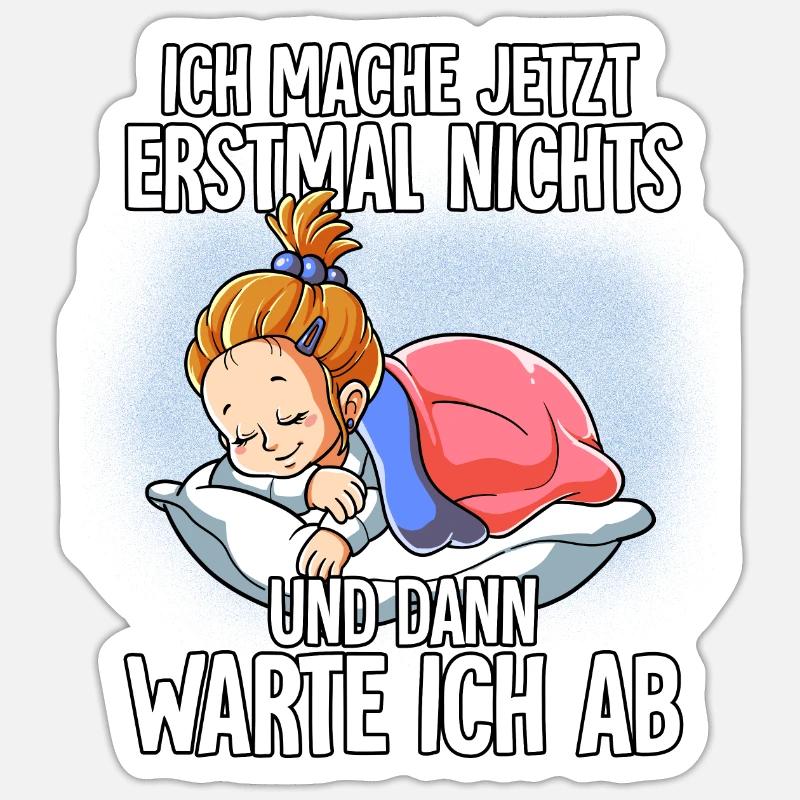 Langschläfer Mädchen Müde Schlaf - Sticker Größe S (10 x 10 cm) - Mattweiß