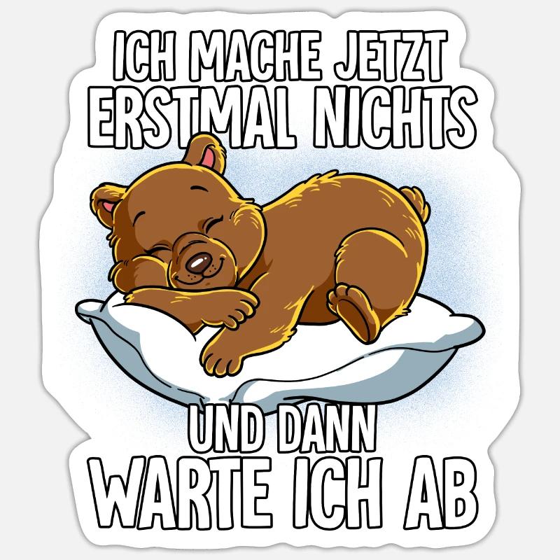 Langschläfer Bär Müde Schlaf - Sticker Größe S (10 x 10 cm) - Mattweiß