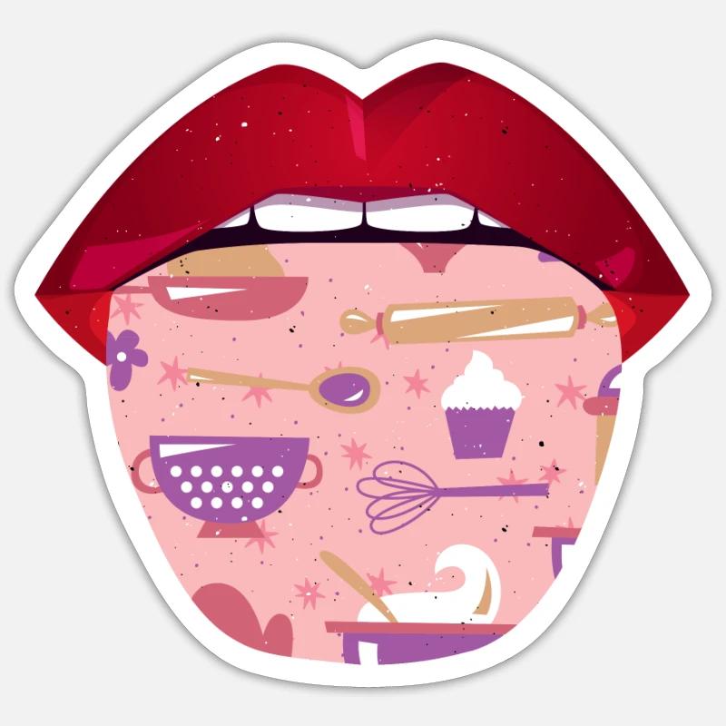 Baking Baker Bakery Langue - Sticker taille S (10 x 10 cm) - blanc mat