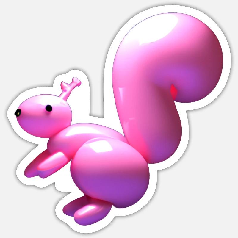 Luftballon Eichhörnchen in rosa - Sticker Größe S (10 x 10 cm) - Mattweiß