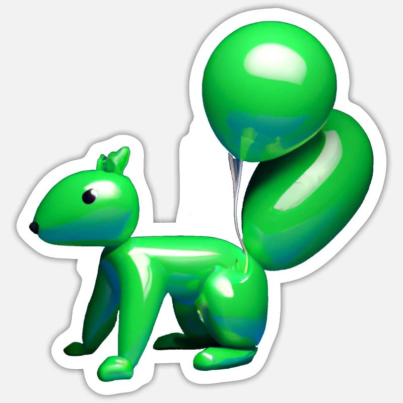 Luftballon Eichhörnchen grün - Sticker Größe S (10 x 10 cm) - Mattweiß
