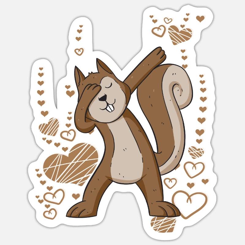 dabbing Eichhörnchen tanzen Waldtier Sticker Größe S (10 x 10 cm)