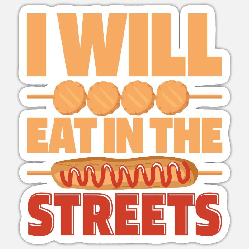 Straßenessen Corndog - Sticker Größe S (10 x 10 cm) - Mattweiß