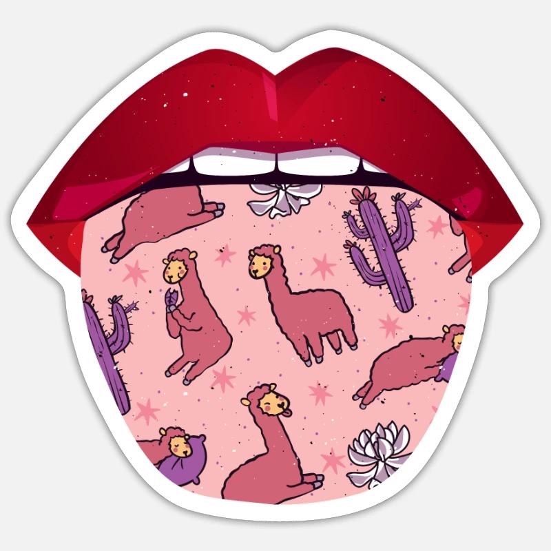 Alpaca Lips - Sticker size S (10 x 10 cm) - white matte