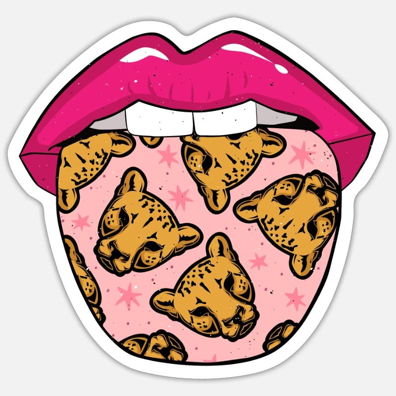 Langue guépard - Sticker taille S (10 x 10 cm) - blanc mat