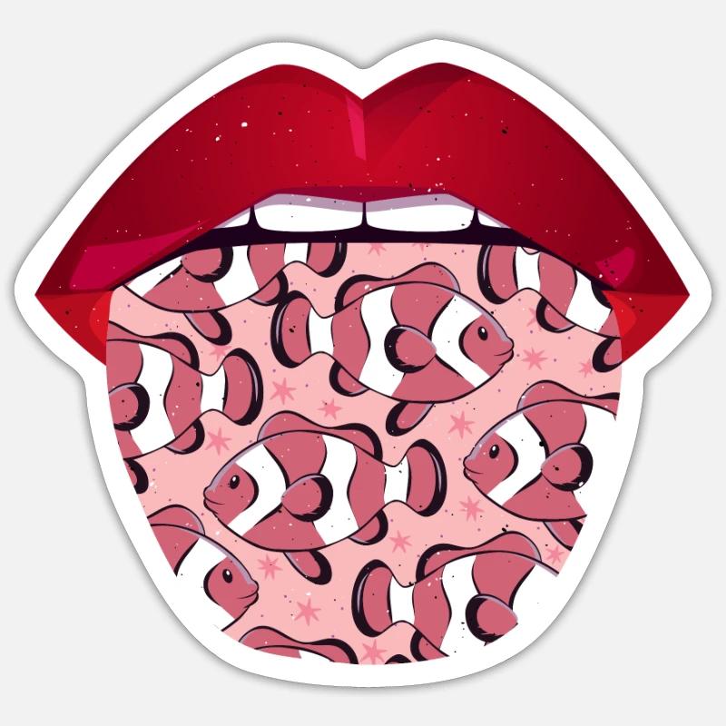 Clownfisch Lippen - Sticker Größe S (10 x 10 cm) - Mattweiß