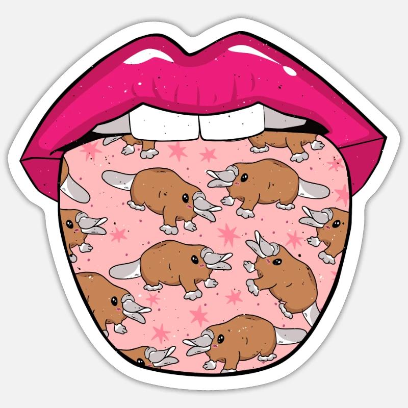 Ornithorynque Langue d’ornithorynque - Sticker taille S (10 x 10 cm) - blanc mat
