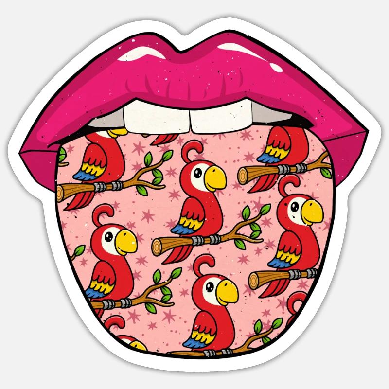 Langue de perroquet - Sticker taille S (10 x 10 cm) - blanc mat
