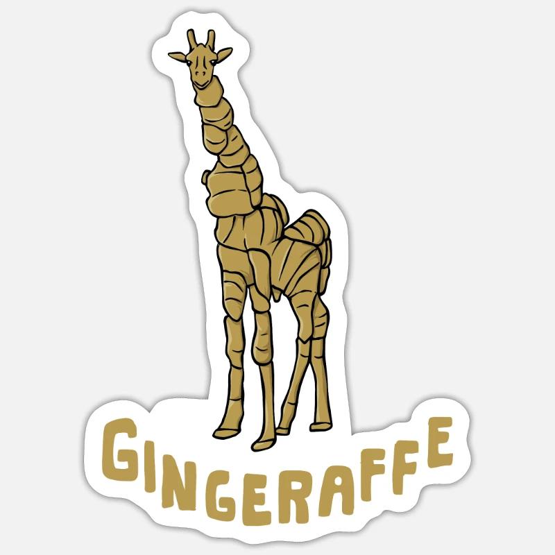 Tiere Ingwer "gingeraffer" Giraffe - Sticker Größe S (10 x 10 cm) - Mattweiß