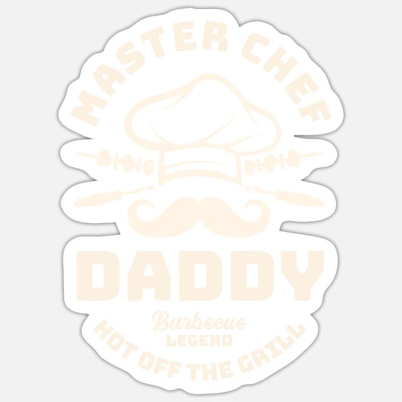 Vatertag - Dad Master Chef Daddy Barbeque Lege - Sticker Größe S (10 x 10 cm) - Mattweiß
