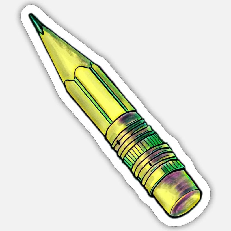 Jaune crayon - Sticker taille S (10 x 10 cm) - blanc mat