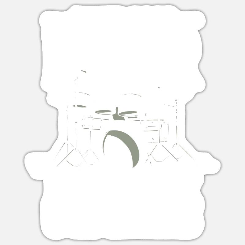 Drums Drummer Gift - Sticker taille S (10 x 10 cm) - blanc mat