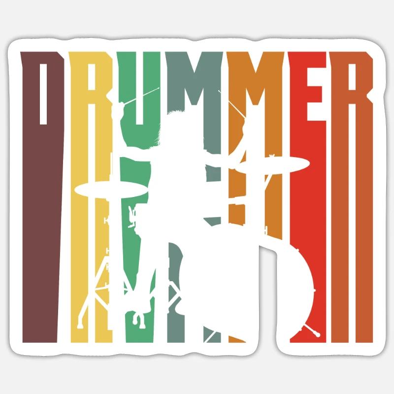 Drums Drummer Gift - Sticker taille S (10 x 10 cm) - blanc mat