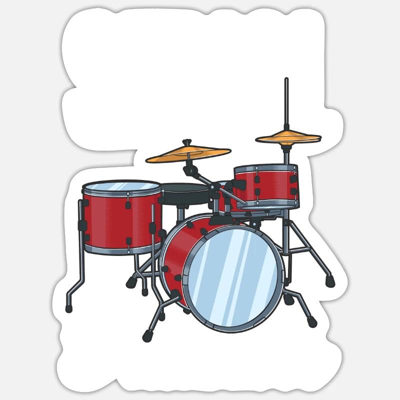 Drums Drummer Gift - Sticker taille S (10 x 10 cm) - blanc mat