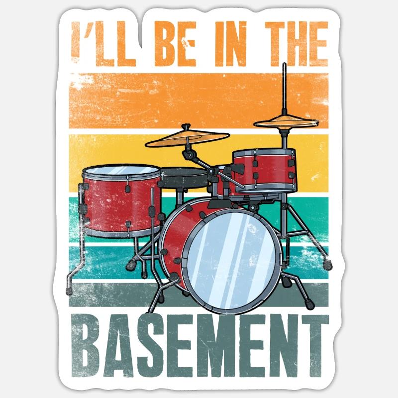 Drums Drummer Gift - Sticker taille S (10 x 10 cm) - blanc mat