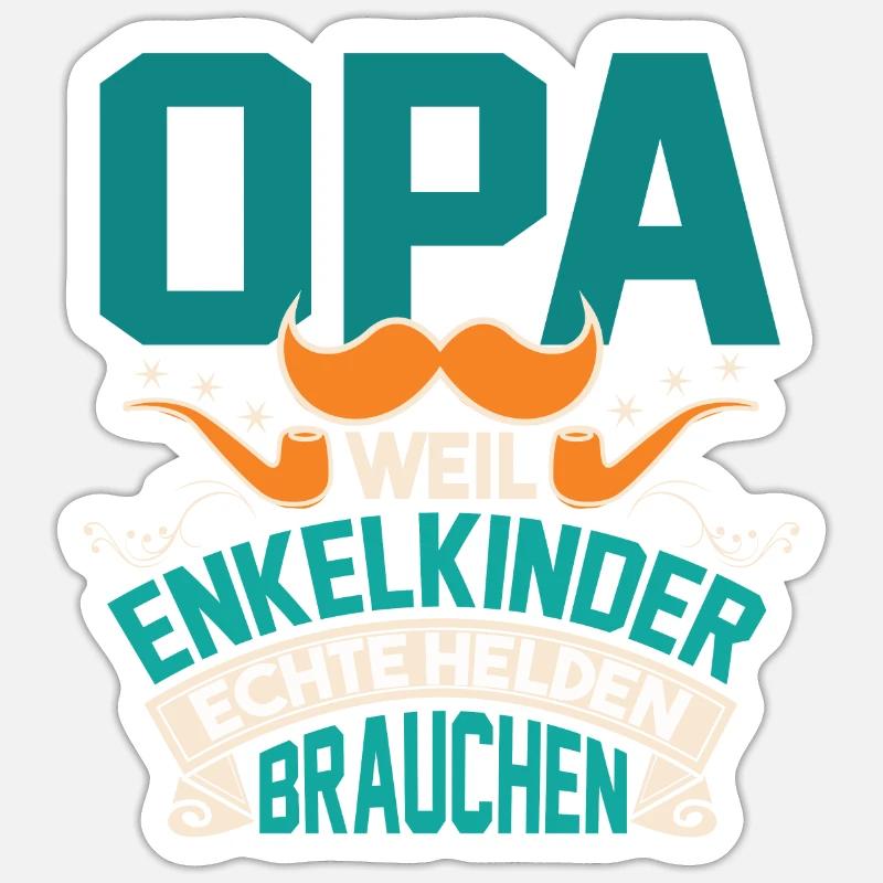 Opa Weil Enkelkinder Echte Helden Brauchen - Sticker Größe S (10 x 10 cm) - Mattweiß