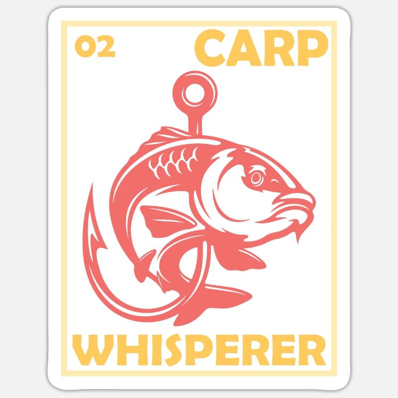 Carp Whisperer- Karpfen Flüsterer - Sticker Größe S (10 x 10 cm) - Mattweiß