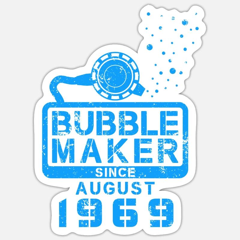 Diver Birthday Bubblemaker since August 1969 - Sticker size S (10 x 10 cm) - white matte