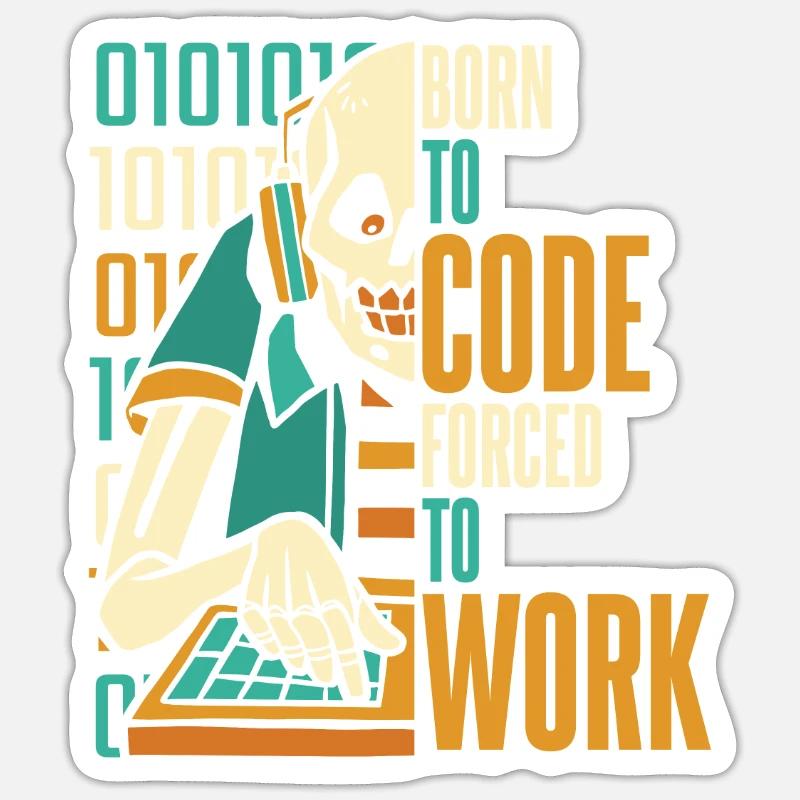 Entwickler Coder Programmierer Schädel - Sticker Größe S (10 x 10 cm) - Mattweiß