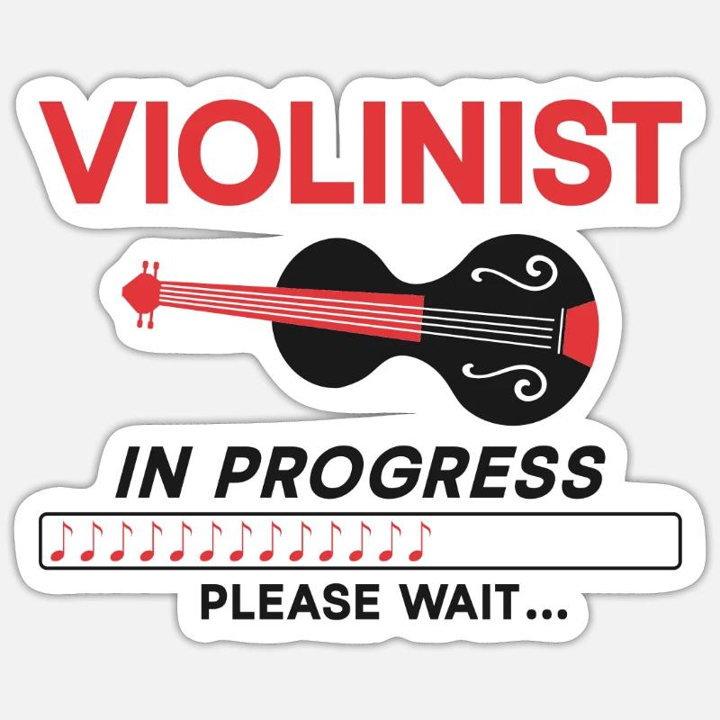 Violon Violoniste Violoniste En - Sticker taille S (10 x 10 cm) - blanc mat