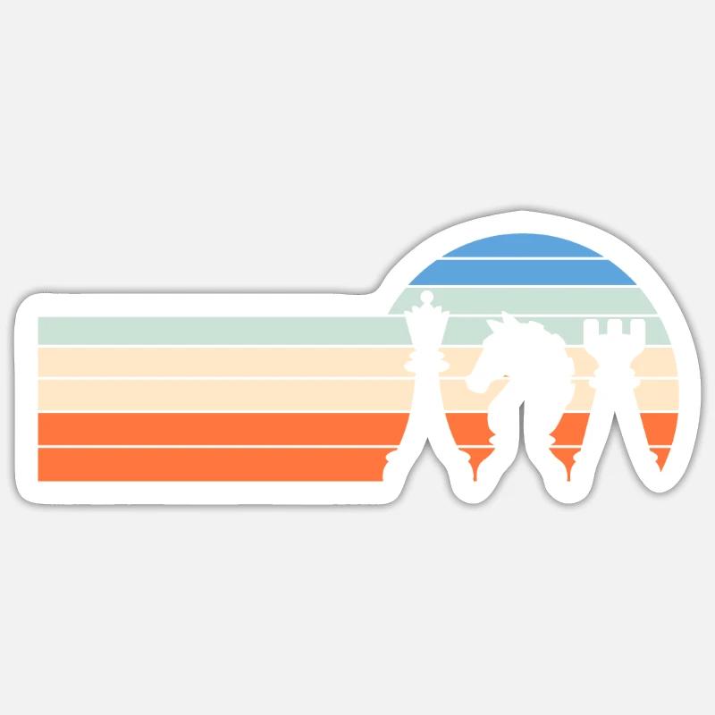 Échecs rétro - Sticker taille S (10 x 10 cm) - blanc mat