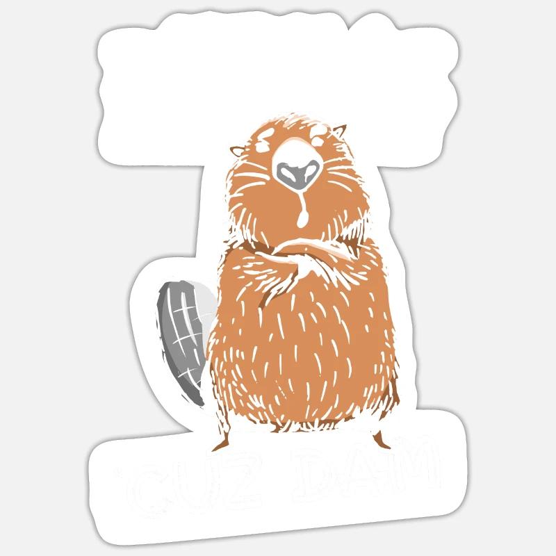 Êtes-vous un castor? Parce que le barrage. - Drôle de castor - Sticker taille S (10 x 10 cm) - blanc mat