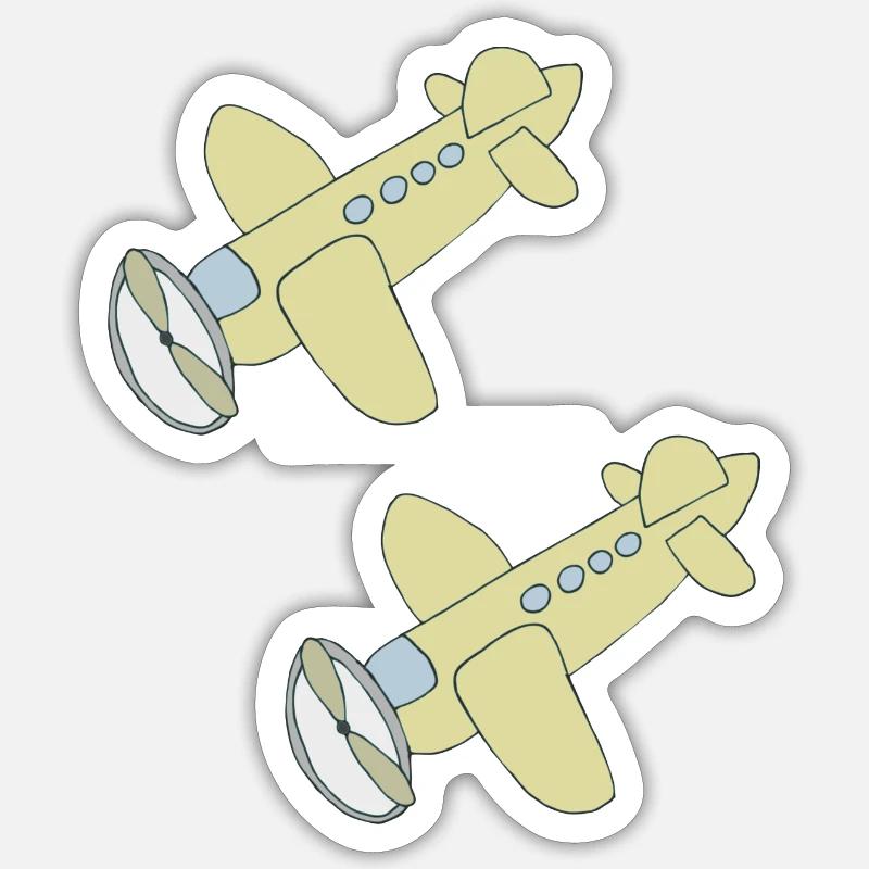 Airplane 2x - Sticker size S (10 x 10 cm) - white matte