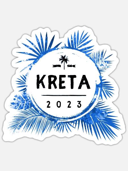 Kreta 2023 Bunt - Sticker Größe S (10 x 10 cm) - Mattweiß