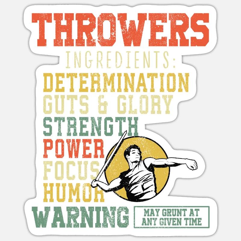 Speerwurfstrecker Leichtathletik Speerwerfer - Sticker Größe S (10 x 10 cm) - Mattweiß