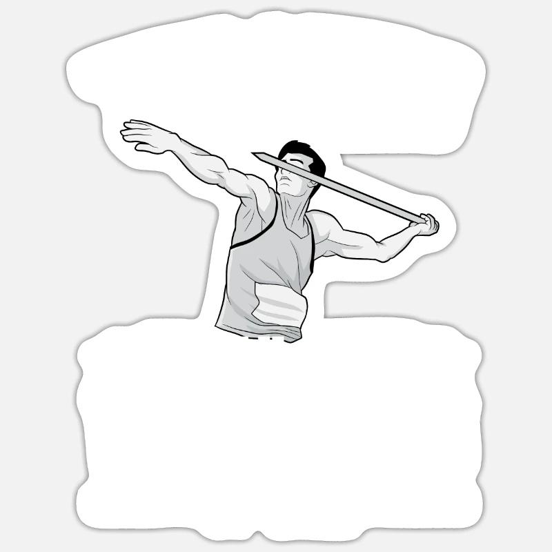 Speerwurfstrecker Leichtathletik Speerwerfer - Sticker Größe S (10 x 10 cm) - Mattweiß