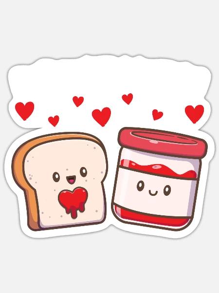 Perfektes Match Toast Marmelade Valentinstag - Sticker Größe S (10 x 10 cm) - Mattweiß