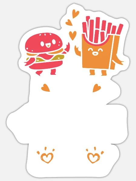 You complete me! Fast Food Lover Burger Pommes - Sticker Größe S (10 x 10 cm) - Mattweiß